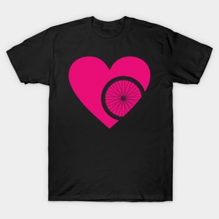 Heart with Mountain Bike Wheel for Cycling Lovers T-Shirt